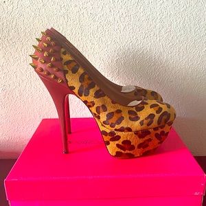Betsy Johnson Grace Leopard Spike Stilettos